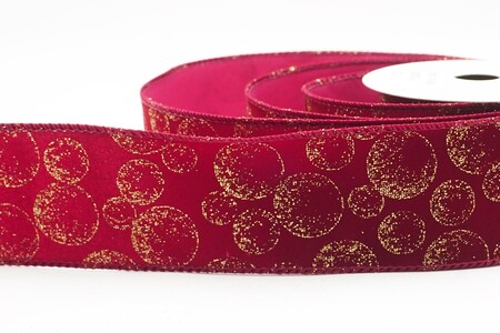 Burgundy Glitter Ornament Orb Wired Ribbon_KW0459GC-8-8